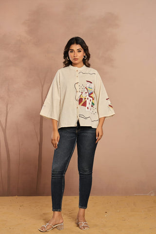 Hand painted Mandarin shirt