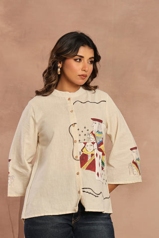 Hand painted Mandarin shirt
