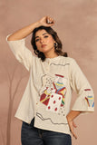 Hand painted Mandarin shirt