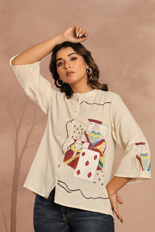 Hand painted Mandarin shirt