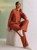 Women's Solid Relaxed-Fit Shirt & Wide-Leg Co-Ord Set