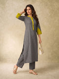 Grey Kurta Set With Vibrant Contrast Detailing