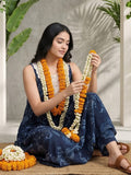 Floral Printed Mirror & Thread Embroidered Yoke Anarkali Kurta With Trouser