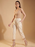 Varanga Women Varanga Off White Silk Organza Zari Embellished Trousers