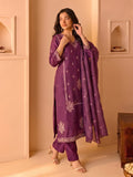 Purple Embroidered Kurta Set With Dupatta