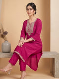 Kurta Adorned With Thread Embroidery, Teamed With Trousers And Paired With Dupatta With And Lace Detailing