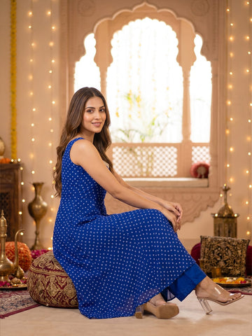 The Twilight-Aura Sapphire Women's Anarkali Set