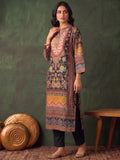 Women'S Black Floral Printed Straight Kurta Set With Tonal Dupatta
