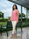 Varanga Women's Pink Chevron Babydoll Top