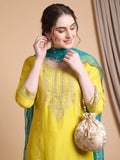 Varanga Women Lime Green Kurta Set With Dupatta