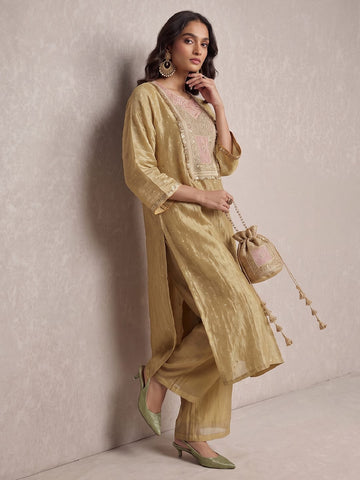 Gilded Champagne Kaftan Set