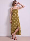 Women Print Maxi Dress With Adjustable Straps And A Sleek Silhouette .