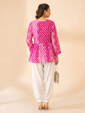 Fuchsia Chevron-Print Peplum Top.