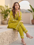 Kurta Set With 3D Work On The Sleeves Paired With Solid Trousers And Dupatta.