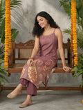 Varanga Women Spaghetti Strap Straight Floral Kurta With Trousers