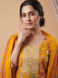 Varanga Women Ethnic Mustard Kurta Set With Dupatta