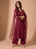 Noor Maroon Embroidered Kurta & Trouser