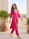 Varanga Women Kurta With Trousers And Paired With Dupatta Featuring Lurex And Lace Detailing