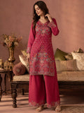 Ethnic Printed Kurta Set With Matching Palazzo And Dupatta