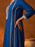Royal Blue Mirror Work Kurta And Trouser Set With Dupatta