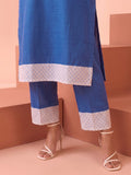 Indigo Blue Embroidered Kurta With Straight Trousers Set