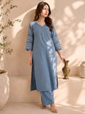 Grey Kurta Set Paired With A Shimmering Striped Dupatta