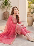 Zari embroidered kurta with trousers & sequins detailed contrast dupatta