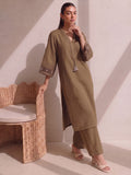 Mocha Crema Embroidered Women'S Kurta Set