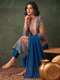 Women'S Blue Floral Printed Straight Kurta Set With Tonal Dupatta