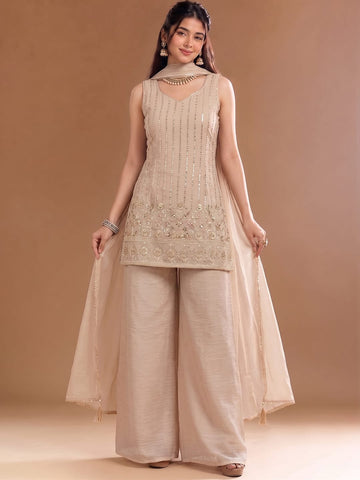 Varanga Embroidered Kurta With Dupatta | Art Silk | Festive