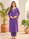 Kurta Set with solid ankle-length trousers, and a brocade dupatta