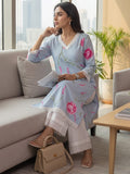 Women Floral Printed Straight Kurta With Lace Detail