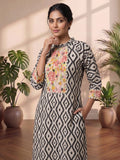 Geometric Printed Aline Cotton Kurta Set With Fusion Look
