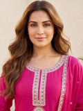 Varanga Women Zari Embroidered Yoke Kurta With Sharara And Dupatta