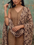 The Roasted Mocha Women's Kurta Set With Sequinned Floral Dupatta