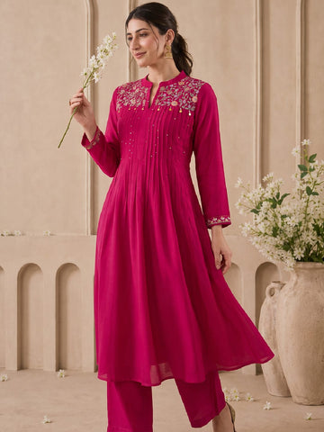 Fuchsia Bloom Women'S Kurta"S Set