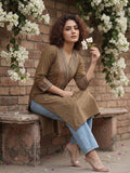 Printed Yoke V Neck Line Kurta