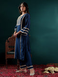 Varanga Women Blue Gota Embellished Lace Kurta With Bottom And Dupatta