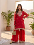 Zari Work Kurta With Sharara And Dupatta