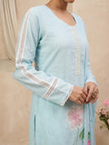 Varanga Women Sky Blue Straight-Fit Kurta With Printed Dupatta
