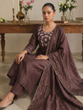 Brown Shimmer Kurta Set With Pants And Dupatta