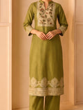 Chanderi Printed Kurta With Trouser And Dupatta