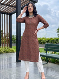 Varanga Women Maroon And Blue Bandez Printed Straight Kurta