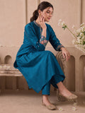 The Teal Blossom Zari Embroidred Women'S Kurta Set