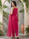 Varanga Women Spaghetti Strap Floral Kurta Featuring Tassles With Trousers And Dupatta
