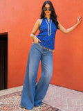 Blue Bandhani Print Fusion Top