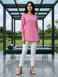 Casual Berry Pink Printed Top with 3/4 Sleeves