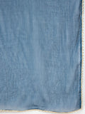 Varanga Women 3-Piece Blue Ikat-Printed Kurta Set With Solid Trousers And A Lace-Trimmed Dupatta