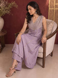 Lavender Zari Embroidered Yoke Panel Kurta Set