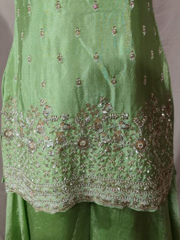 Varanga Women Ethnic Motifs Embroidered Regular Sequinned Kurta with Sharara & With Dupatta